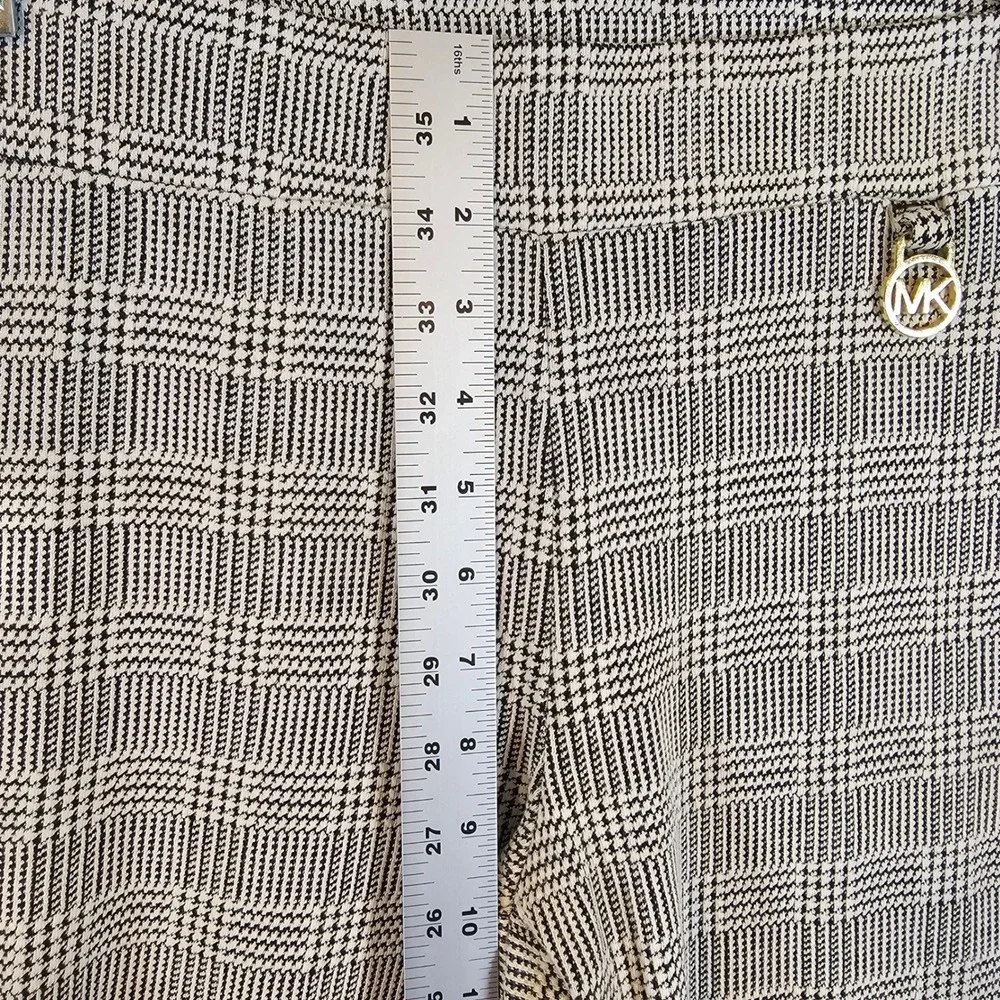Michael Kors Womens Glen Plaid Pull On Leggings Black White‎ Gold MK Logo Medium
